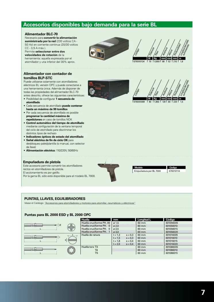 Hoja de catálogo · página PDF 7 · BLP-STC
