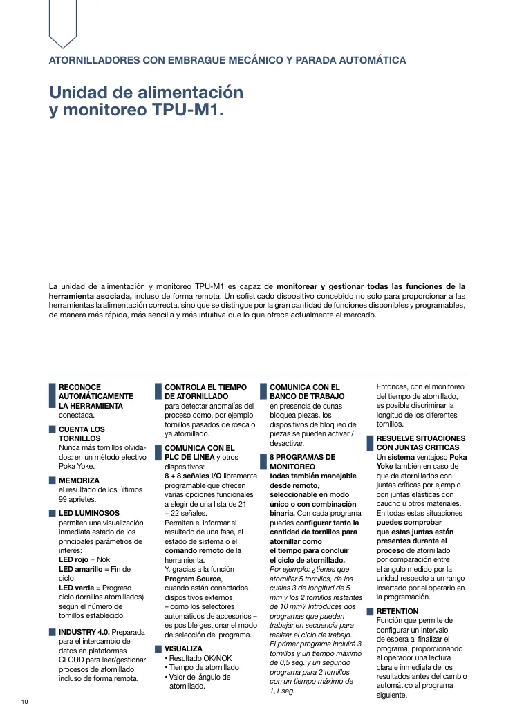 Hoja de catálogo · página PDF 10 · TPU-M1