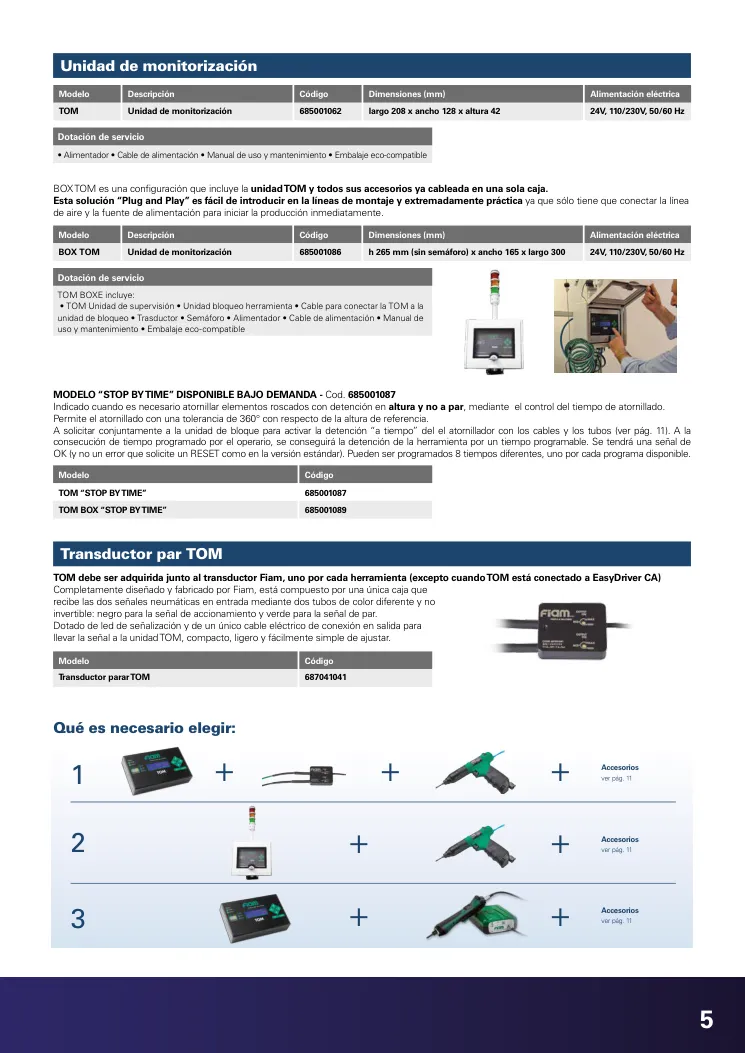Hoja de catálogo · página PDF 5 · BOX TOM