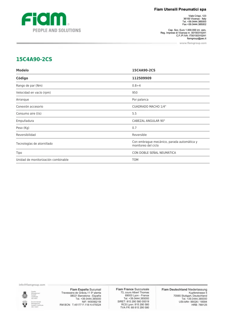 Ficha técnica · 15C4A90-2CS · 15C4A90-2CS