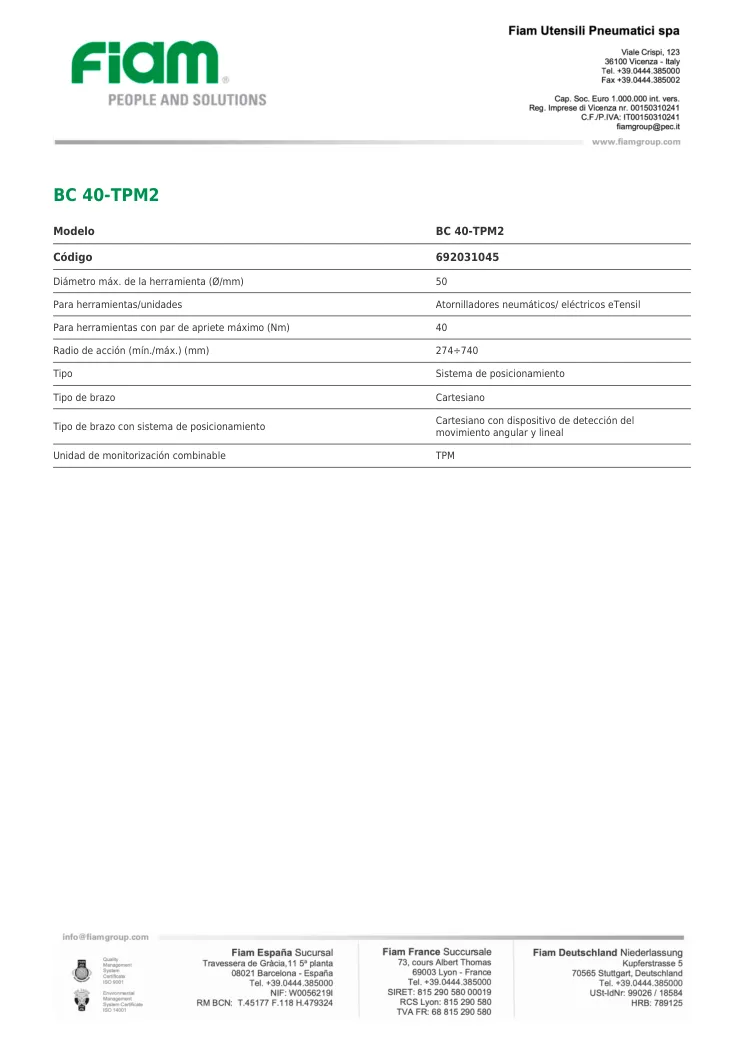Ficha técnica · BC 40-TPM2 · BC 40-TPM2