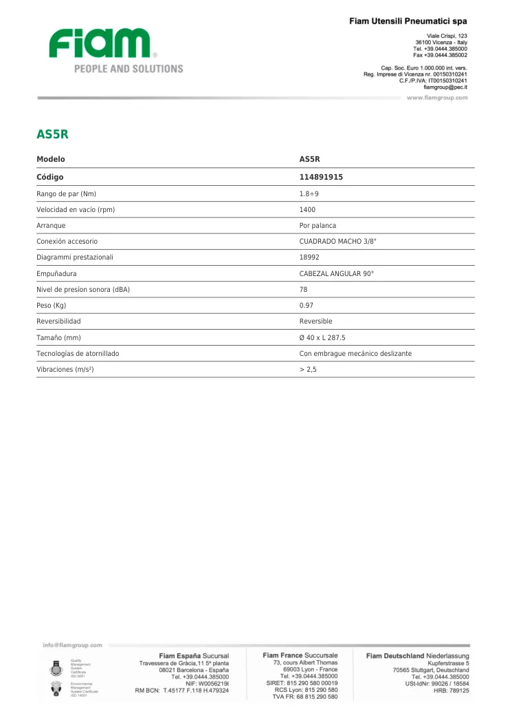 Ficha técnica · AS5R · AS5R