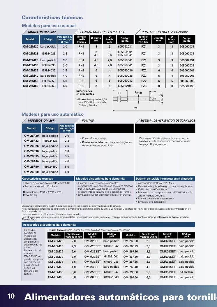 Hoja de catálogo · página PDF 10 · OM-26M26