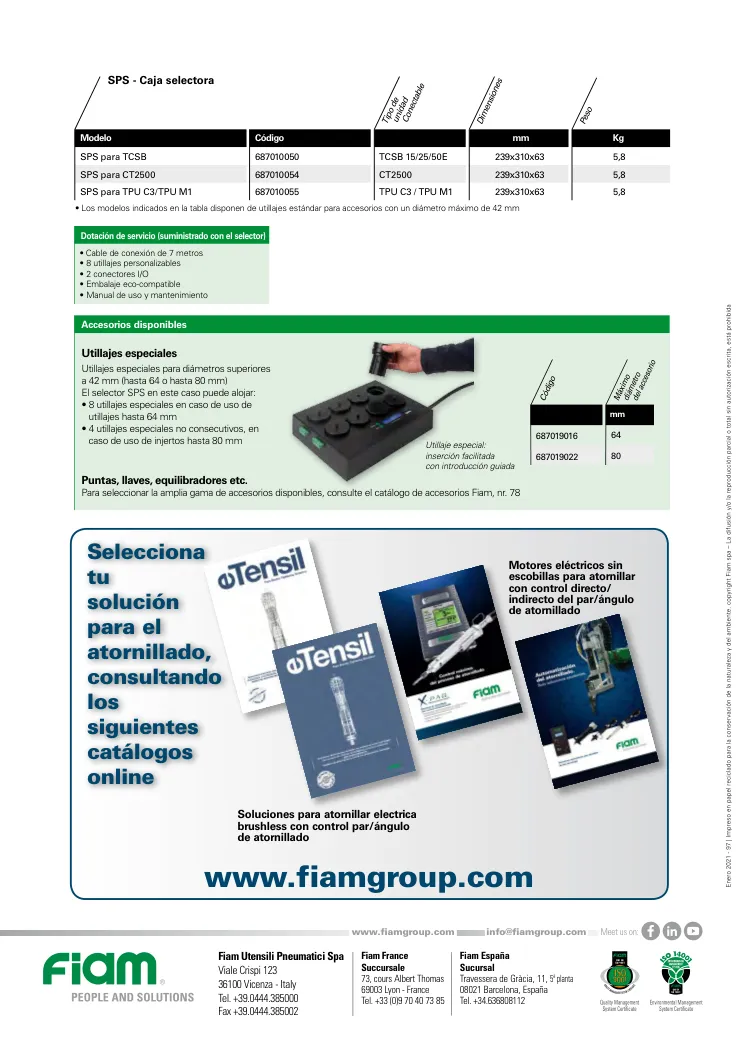 Hoja de catálogo · página PDF 4 · SPS para CT2500